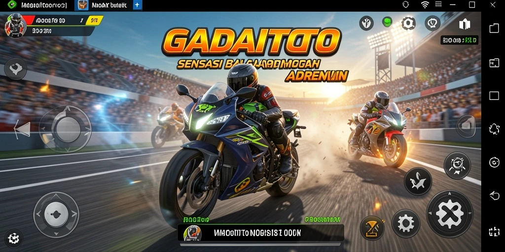 Screenshot gameplay GADAITOTO yang menampilkan balapan motor yang intens.