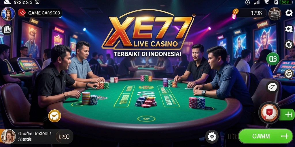Tampilan gameplay Live Casino XE77 yang mendebarkan dan interaktif.
